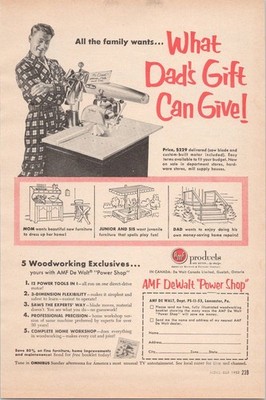 Vintage 1953 AMF DeWalt Power Shop Woodworking Tool Print Magazine Ad
