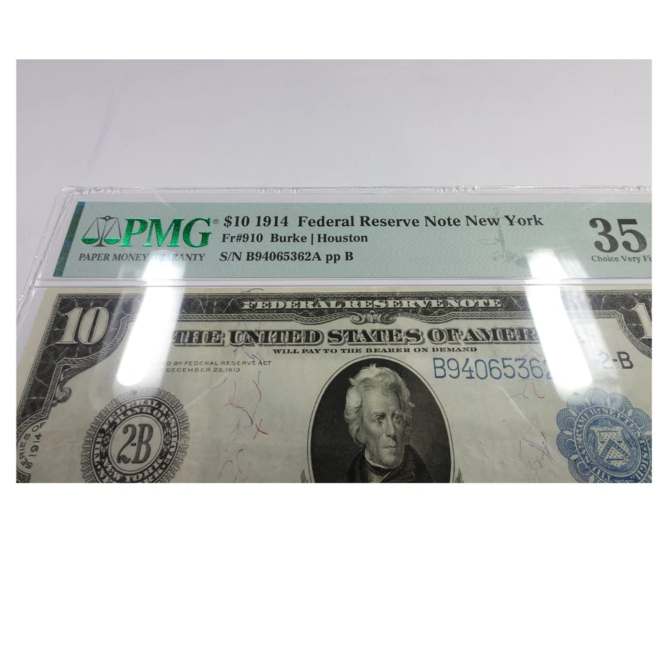 1914 PMG Choice VF35 New York Federal Reserve FR 910 $10 Ten Dollar Note #57884F - Image 2 of 4