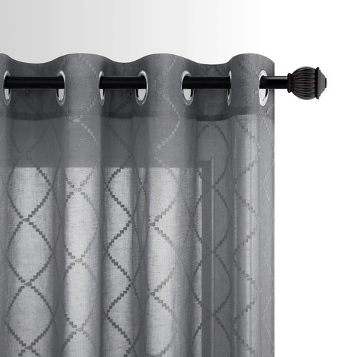 Elegant Curtains for Living Room 2 Panels Set Gray Diamond Grey Sheer Curtain...
