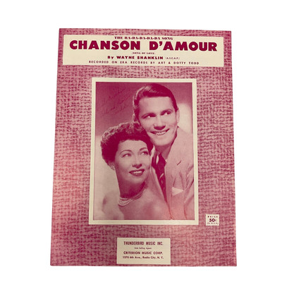 Chanson DAmour Sheet Music 1958 Signed by Art and Dottie Todd Wayne Shanklin