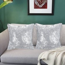 ShinyBeauty Sequin Pillow Case 24x24-Inch Pack of 2 Silver Sequins Decorative...