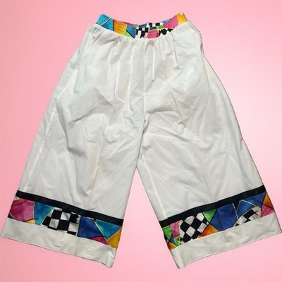 VINTAGE 80s Wide Leg Skater Shorts Size 10 Retro Geometric Mid