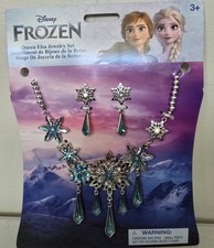 Disney Store Frozen 2 Queen Elsa Jewelry Set Metallic Necklace Earring Snowflake