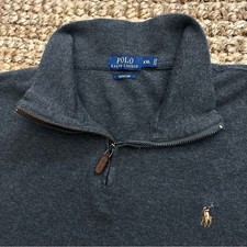Polo Ralph Lauren Charcoal Quarter Zip Sweater with Pony Logo 2XL Mens