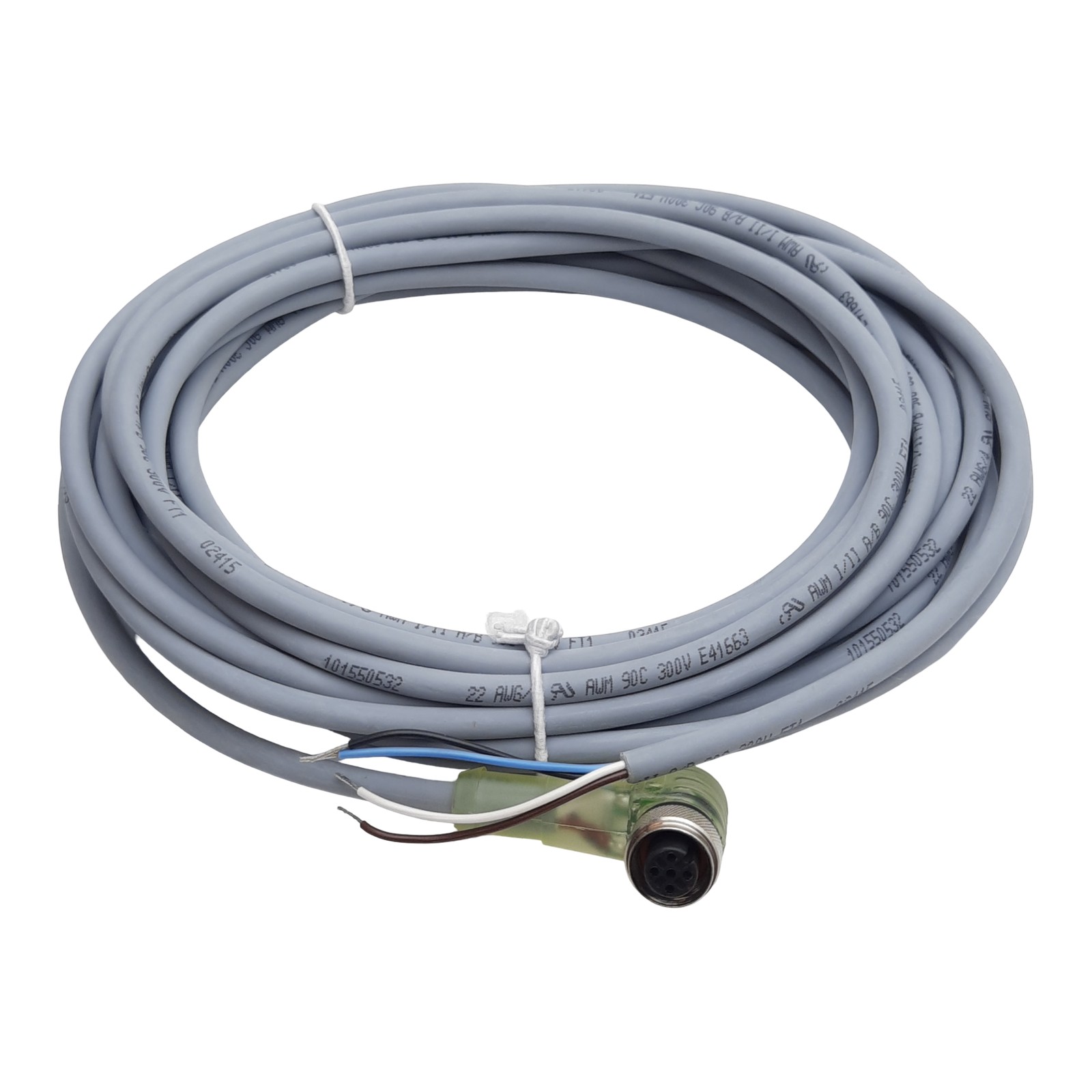 Turck WK 4.4T-6-P7X2/S90 Cordset, 4-Pin M12 90° Female to Leads, 4A 30VDC, 6m