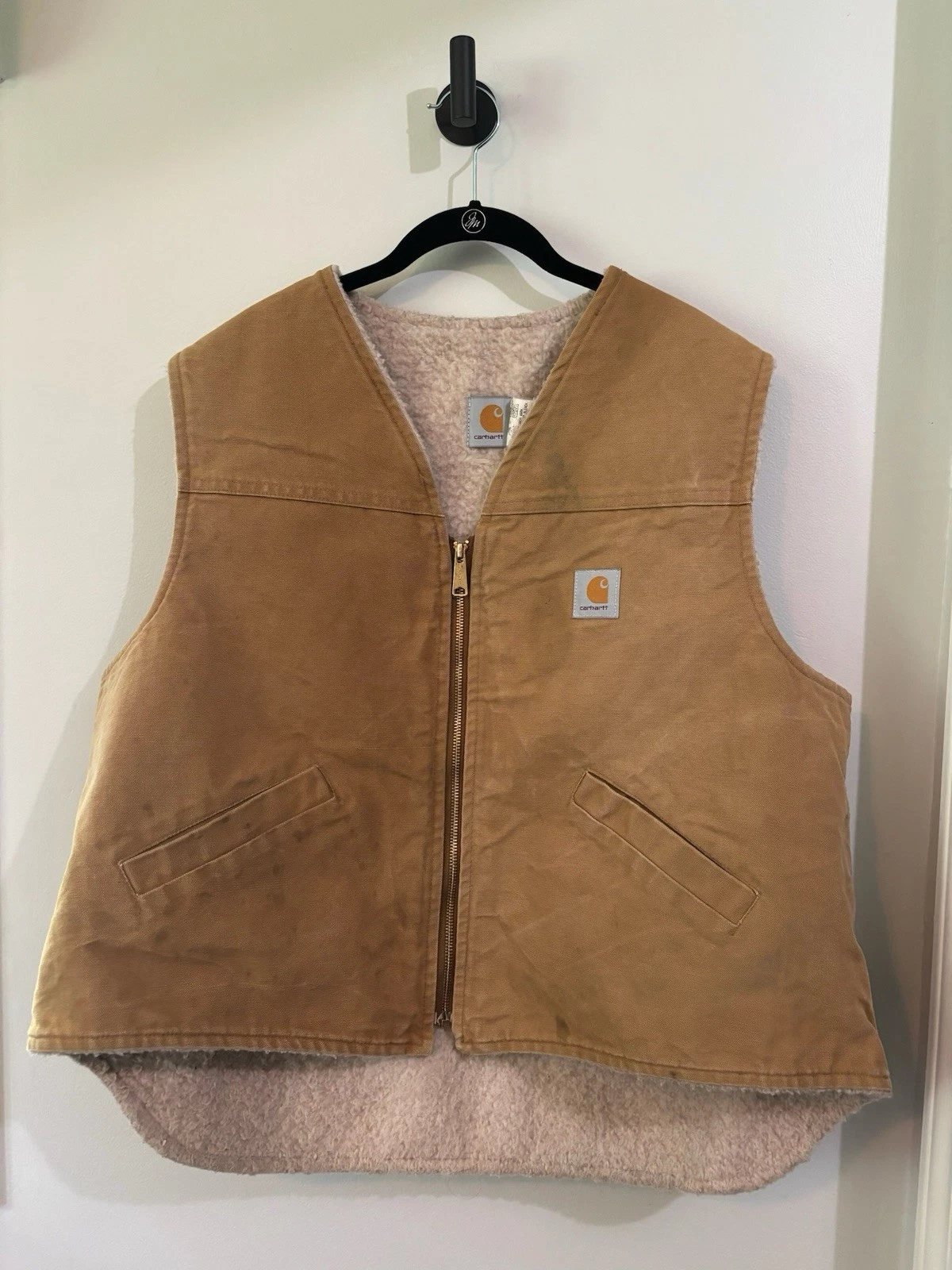 Carhartt V03 Brown Vest Sherpa Lined Duck Canvas Men's 2X Vintage