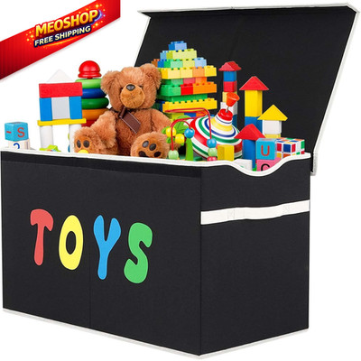 YOLOXO Toy Box Chest, Collapsible Sturdy 26.8 x 13.8 x 16 inches, BLACK 