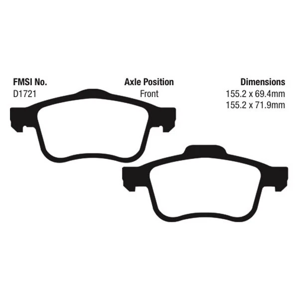 For Fiat 500L 2014-2020 EBC DP43026R Yellowstuff Front Brake Pads Foto 2 de 3