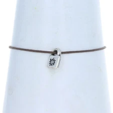 Uno de 50 Lock Brown Cord Bracelet Sterling Silver 925 Padlock Adjustable Length
