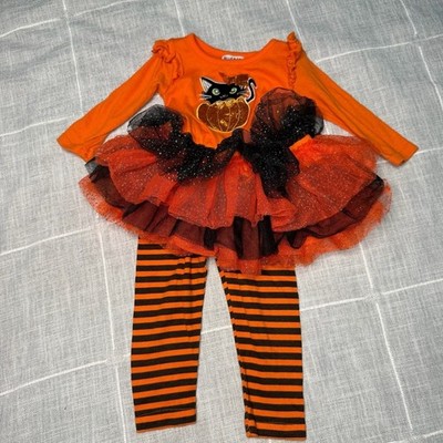 BlueBeri Boulevard 18 Months Halloween Long Sleeve Tutu Top Leggings Set Glitter
