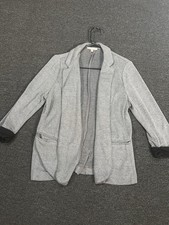 Skies Are Blue Blazer Women  s Large Gray Asa Knit Open Front Pockets Stretch