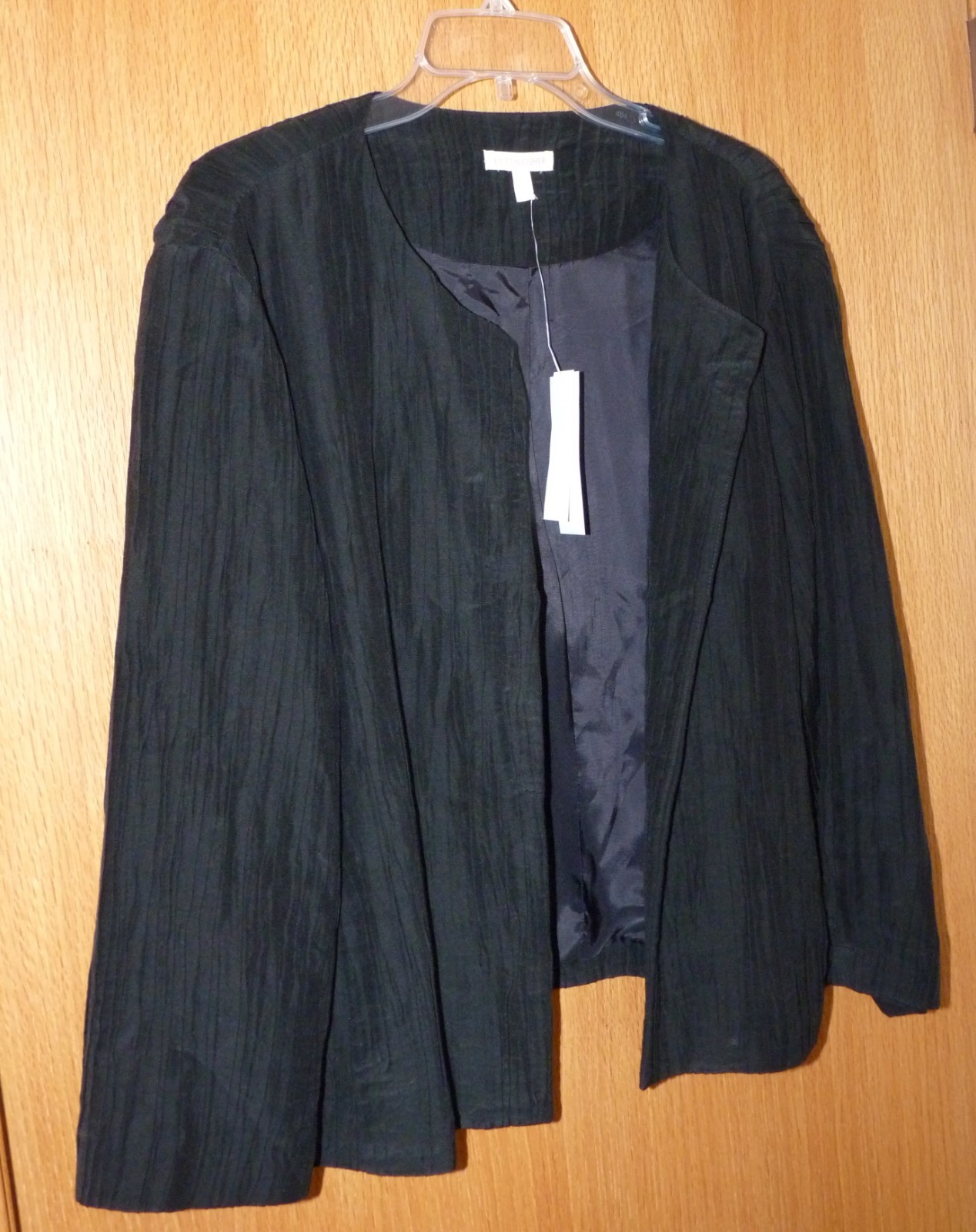 EILEEN FISHER Black Roundneck Jacket Bracelet Sleeve L $278 NWT!