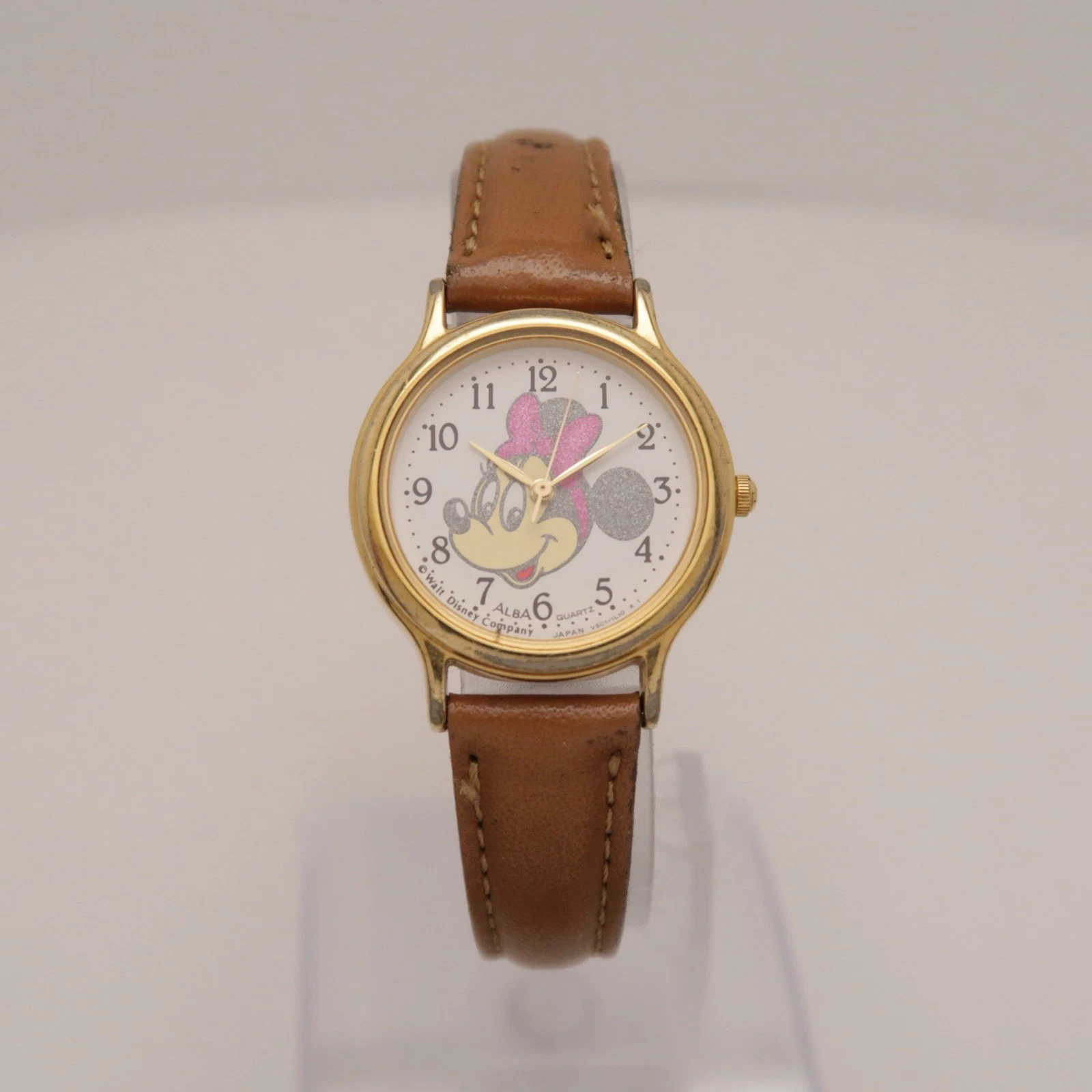 SEIKO ALBA V501-6K00 Minnie Mouse Analog Quartz Vintage Watch W253 *WORKING