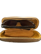 Gucci Rectangular Sunglasses Black Acetate Silver Logo Temples w/ Case Y2K Good