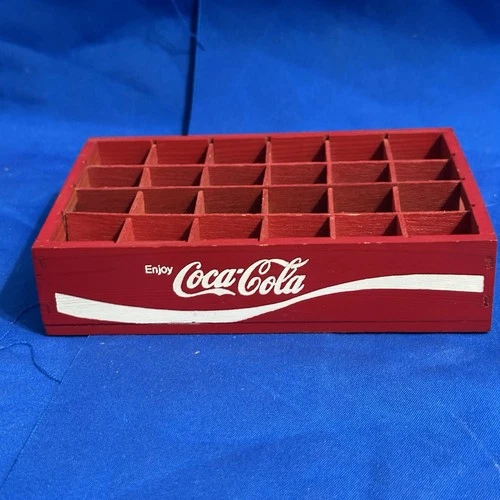 Vintage Style Coca-Cola Wooden Display Crate w/ Dividers For Mini Bottles