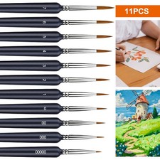 11X Detail Paint Brushes Fine Tip Artist Brush Set for Acrylic Watercolor Model