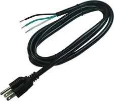 14 AWG Replacement AC Power Cord with Open End -3 Prong 6 Ft Black Heavy Duty Ex