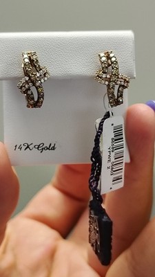 LE VIAN 14k Rose Gold Round Diamond X Crossover Earrings 1.0CT