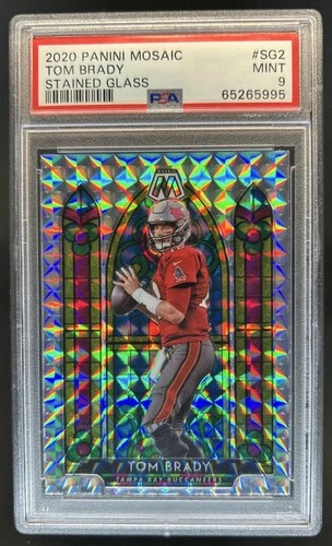 2020 Panini Mosaic Tom Brady Stained Glass SP #SG2 Buccaneers PSA 9