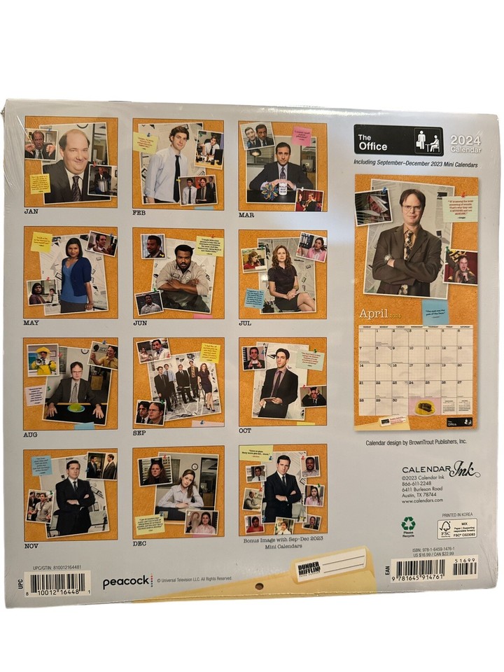 Brand New, Funny "The Office" 2024 12" x 24" Wall Calendar 810012164481 eBay