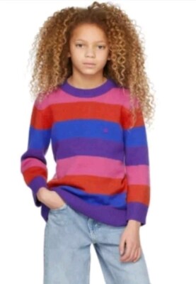 NWT Acne Studios Wool Multicolor Striped Sweater in Purple Multi (2-10Y)  #0146