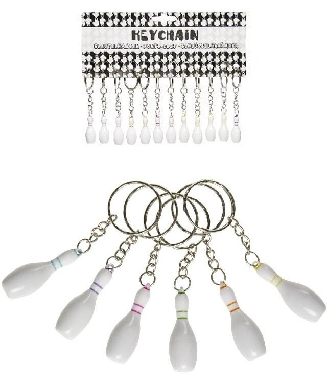 LG 12x Bowlingpin Kegel an Schlüsselanhänger ca. 3,5 cm- 12969