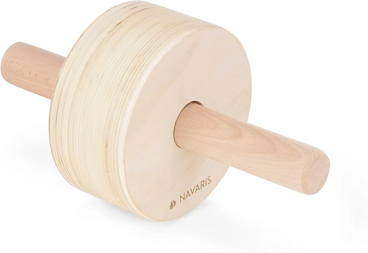 Navaris Wooden Ab Roller Wheel Exercise Equipment for Abs