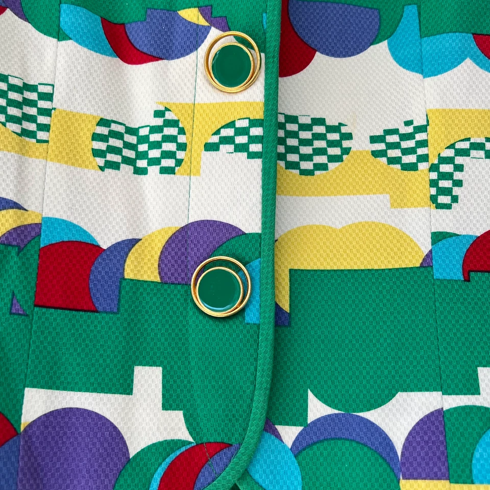 Anne Crimmins Umi Collections Skirt Suit Vintage Multi Color Geometric 4 Spring - Image 3 of 4