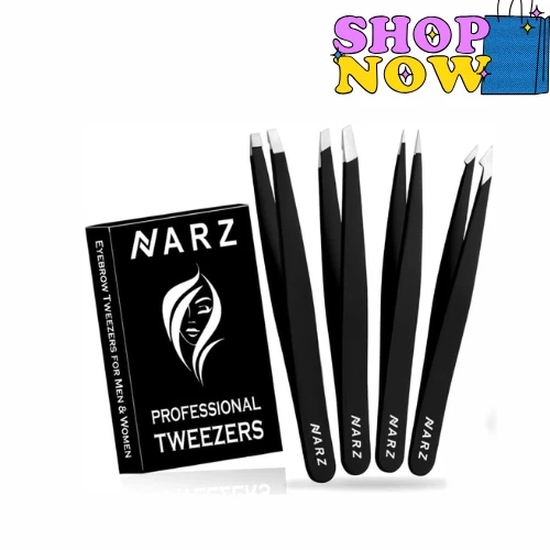 NARZ Professional Tweezers for Facial Hair Women & Men Stainless Steel Precision