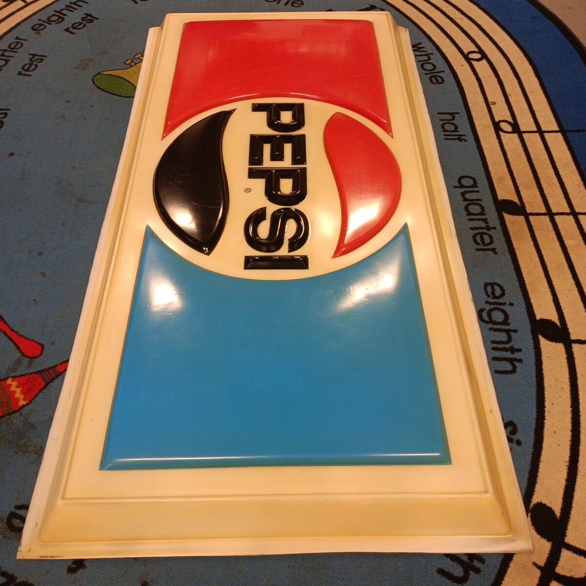 HUGE VTG PEPSI ACRYLIC EMBOSSED OUTDOOR SIGN 72 X 35 SODA COLA