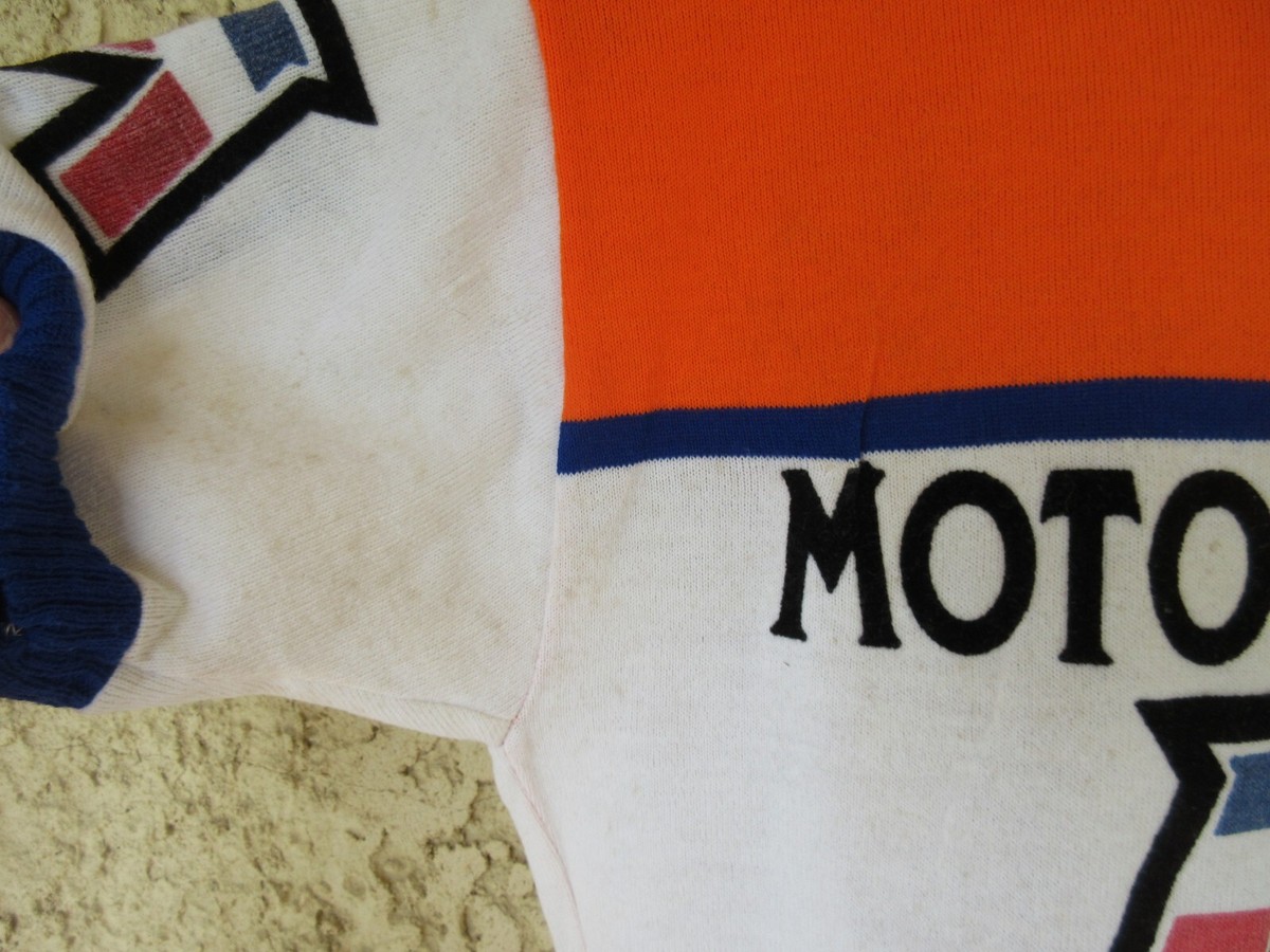 Maillot cycliste MOTOBECANE HUTCHINSON vintage 70'S jersey shirt orange ancien L