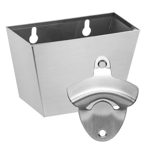 Outdoor Stainless Steel Beer Bottle Opener Wall Mounted with Cap