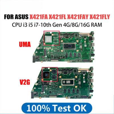 For Asus VivoBook X421FA X421FAY Mother board I3 I5 I7 CPU 10th 4GB 8GB 16GB RAM