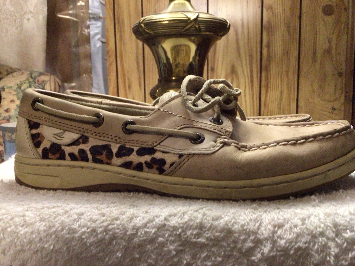 Womens Sperry Top Slider Animal Print Boat Slip On Shoes 