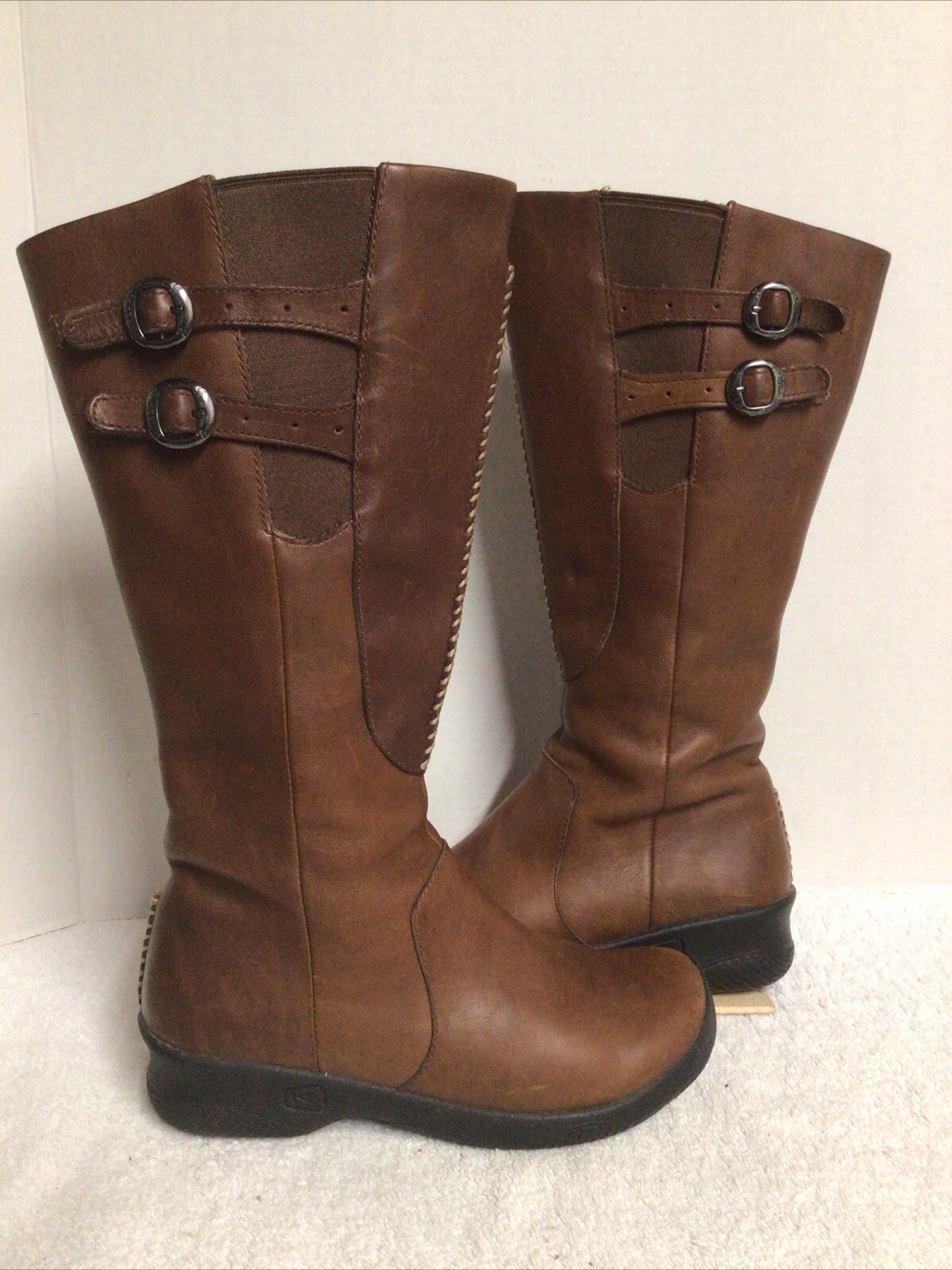 Stivali moto biker Keen marroni foderati in pelle con zip donna stile 6 5477 OAKK GTS 0810