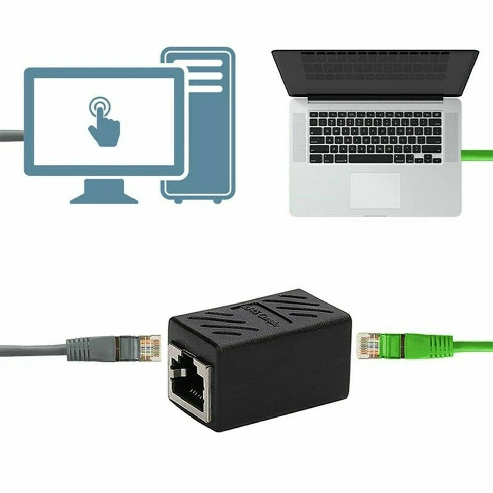 RJ45 Ethernet Coupler Adapter Connector Joiner Cable Extender For Cat 7 6 5 E - Image 3 of 4