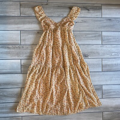 Madewell Floral Georgette Ruffle Sleeves Tiered Midi Dress Festival Boho  Flowy 8 | eBay