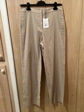 Theory Women's Clean Trouser Pants Sand Melange Linen Size 10 285 NEW NWT