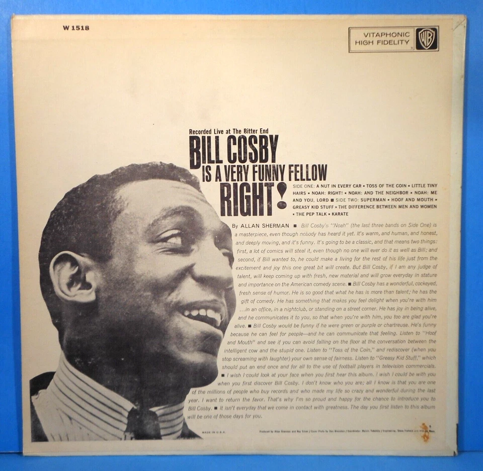 BILL COSBY IS A VERY FUNNY FELLOW RIGHT! LP 1963 MONO GREAT CONDITION VG+/VG+!!B - Image 2 of 4