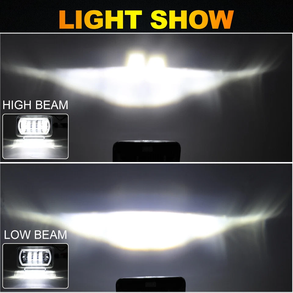4pcs 4x6" Led Hi/Lo Beam Headlights DRL for Kenworth Peterbilt Western Star 4900 - Image 4 of 4