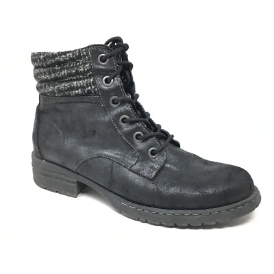 Born Concept Ankle Boots Booties Shoes Womens Size Black Vegan Lace Up 