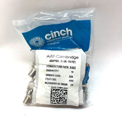 CINCH AIM-Cambridge 26-8020 Adapter N (M) to F (F) 10 Each NEW