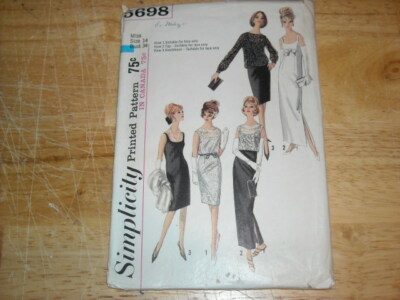 1964 SIMPLICITY #5698 - LADIES MOVIE STAR QUALITY EVENING GOWN PATTERN 14FF  | eBay