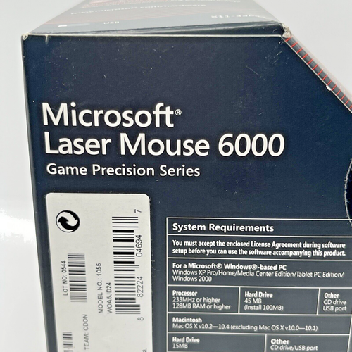 Microsoft Laser Mouse 6000 1.0 Mac/Win USB Port Model 1055 - Brand New Sealed - Picture 8 of 10