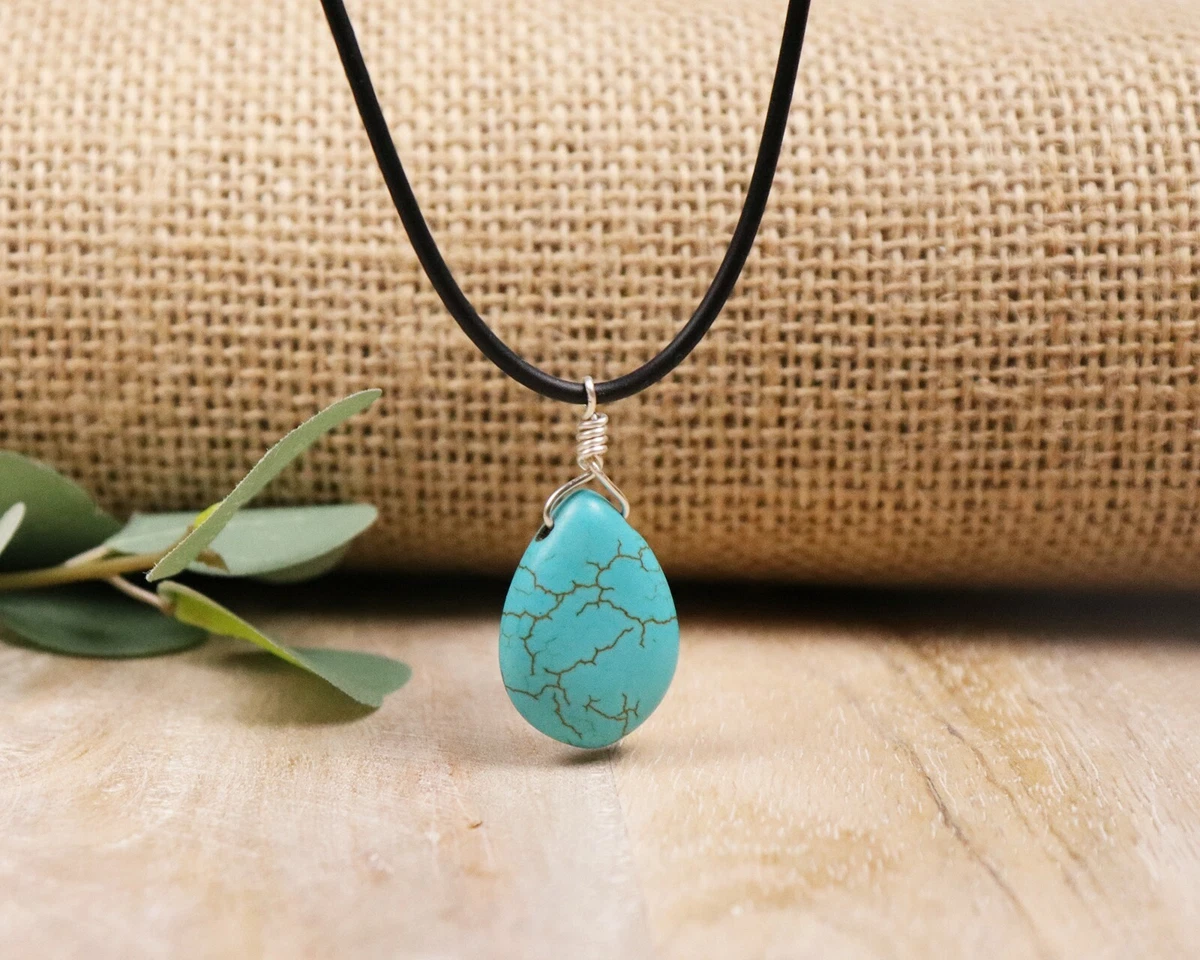 Amazon.com: Valor 835 Raw Men's Turquoise Pendant in Antique Bronze with 24  inch Black Leather Necklace - December Birthstone : Handmade Products