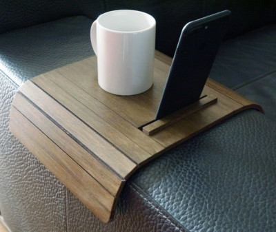 Flexible Sofa Arm Table with Phone and Tablet Stand, Small Slinky Over the Couch