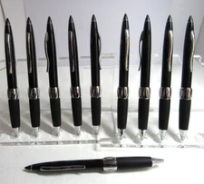 LOT OF 10 TERZETTI POINTER METAL BALLPOINT PENS-BLACK+RUBBERIZED GRIP