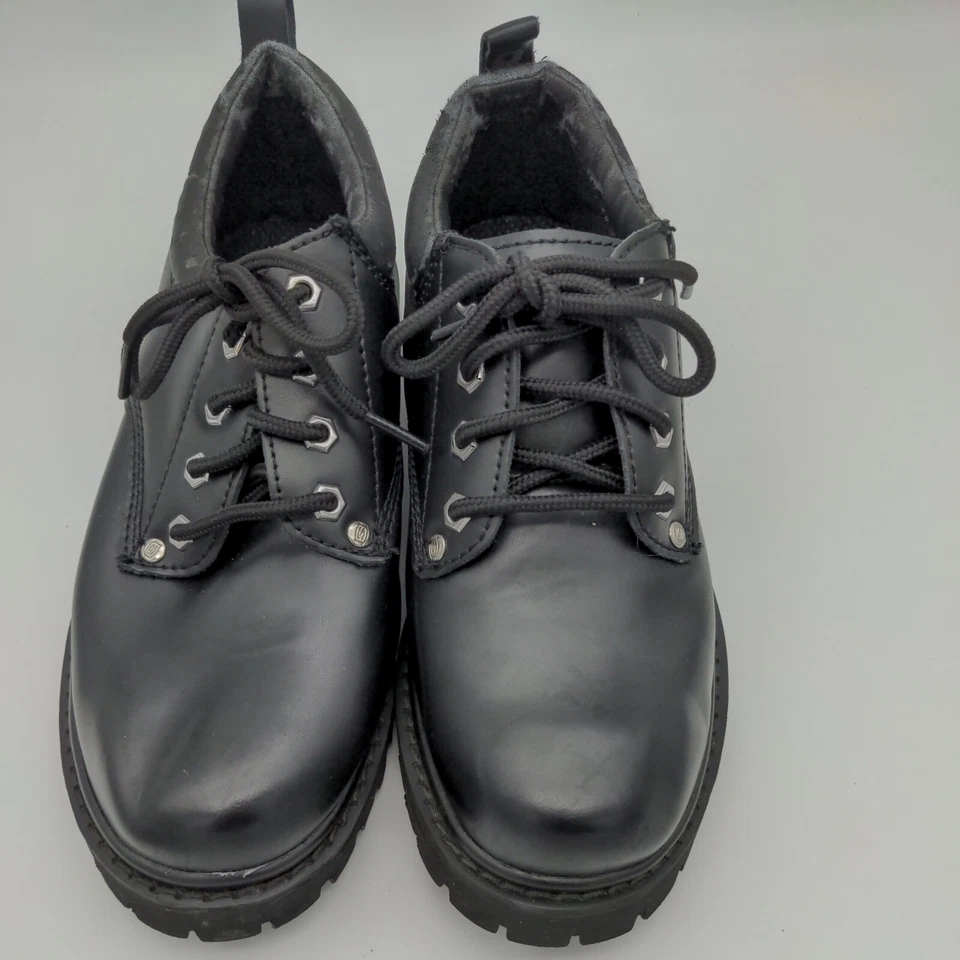 Zapatos con cordones Skechers Oxford de cuero negro para hombre talla 7,5 #7111 Chunk Alley Cat Foto 3 de 4
