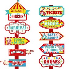 20 Pieces Circus Carnival Party Directional Signs Decor for Welcome for Birth...