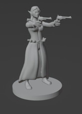 Elf Elven Female Gunslinger Dual Pistols 28mm Scale DND D D Tabletop Miniature